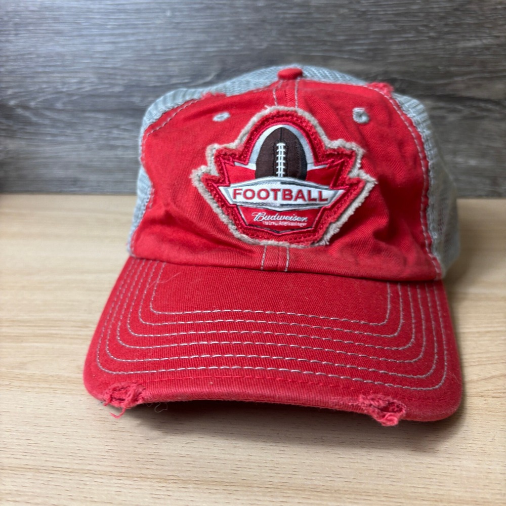 Budweiser Hat Cap Snap Back Gray‎ Gray Beer Brewing Distressed Football